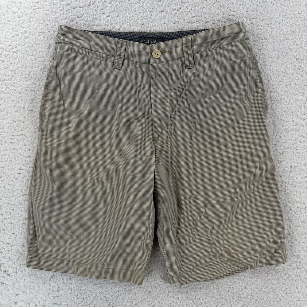 Quiksilver Shorts Mens 31 Beige Check Chino Cotton P504229 Casual Summer 9 In